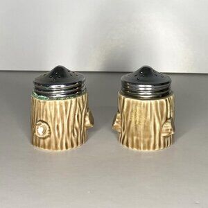 Tree Stump Branch Wood Look Ceramic Salt & Pepper Shakers
